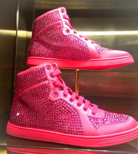 gucci hot pink shoes|pink Gucci shoes high top.